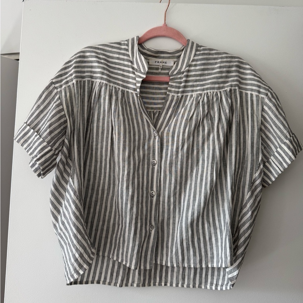 Frame Black & White Striped Blouse